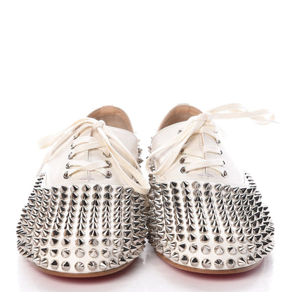 Christian Louboutin Nappa Freddy Spikes Donna Flat Sneakers 37 Latte Silver 2 of 8