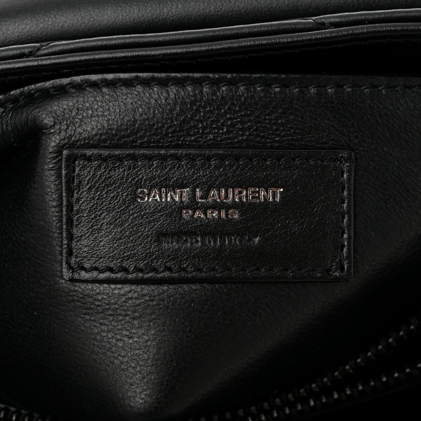 Calfskin Y Quilted Monogram Monochrome Small Loulou Chain Satchel Black