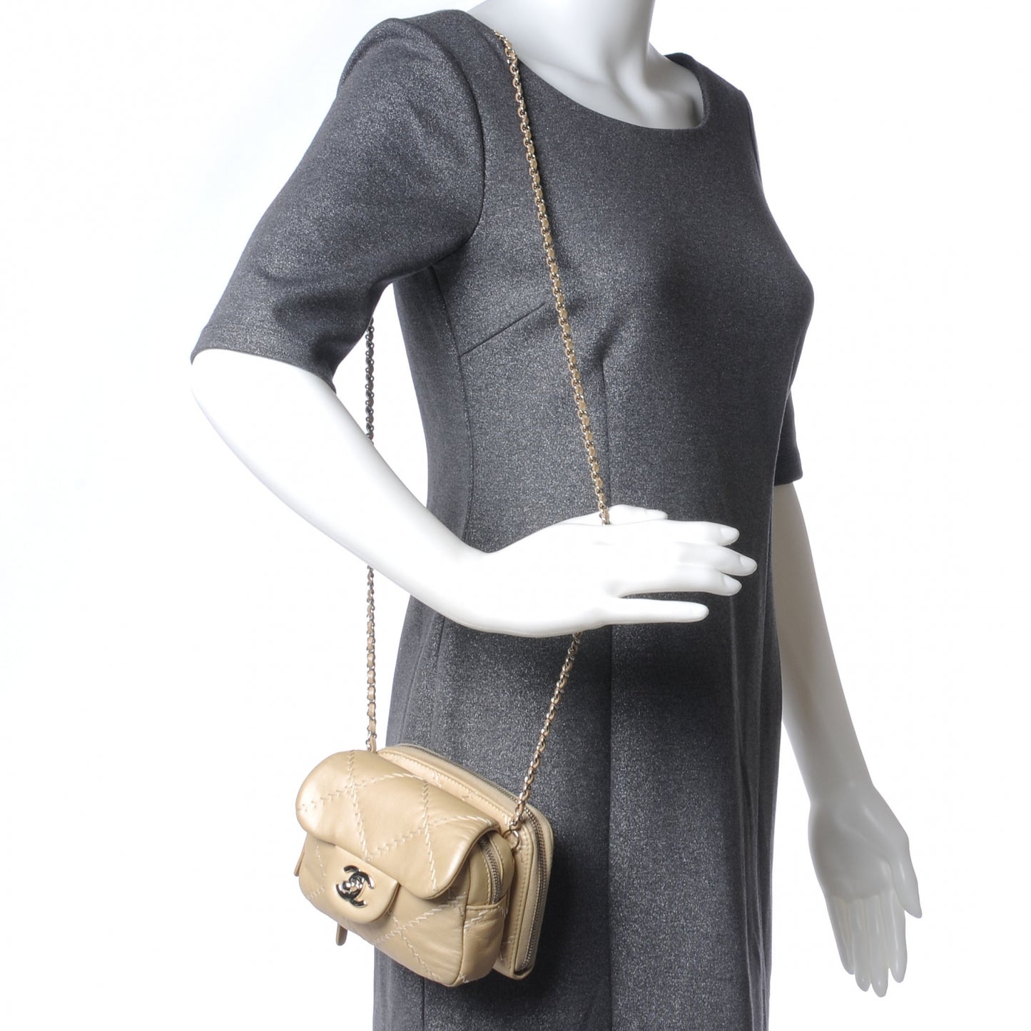 Calfskin Ultimate Stitch Mini Flap WOC Bag Gold