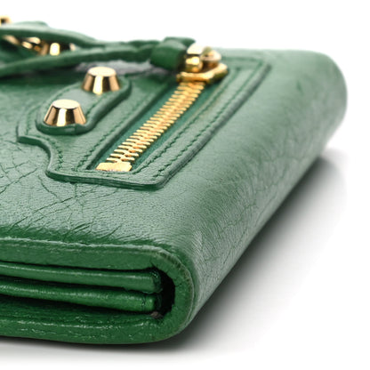 Balenciaga Agneau Arena Classic Gold Hardware Mini Wallet Vert Trefle 11 of 18