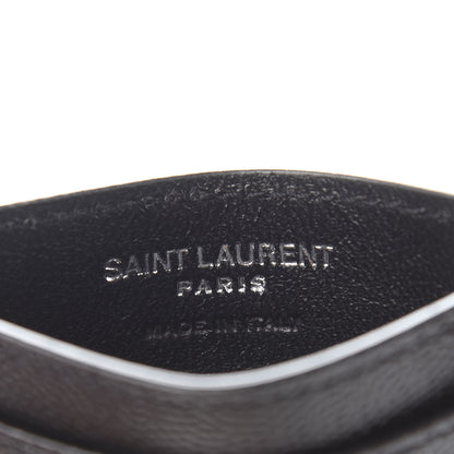 Saint Laurent Grain De Poudre Matelasse Chevron Monogram Credit Card Case Black 6 of 9