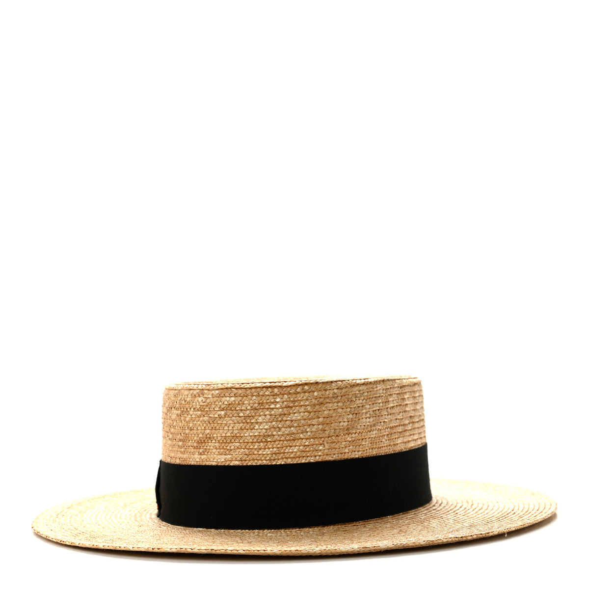 Gucci Glittered Straw Grosgrain Wide Brim Hat XL Gold Black 1 of 10