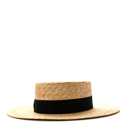 Gucci Glittered Straw Grosgrain Wide Brim Hat XL Gold Black 1 of 10