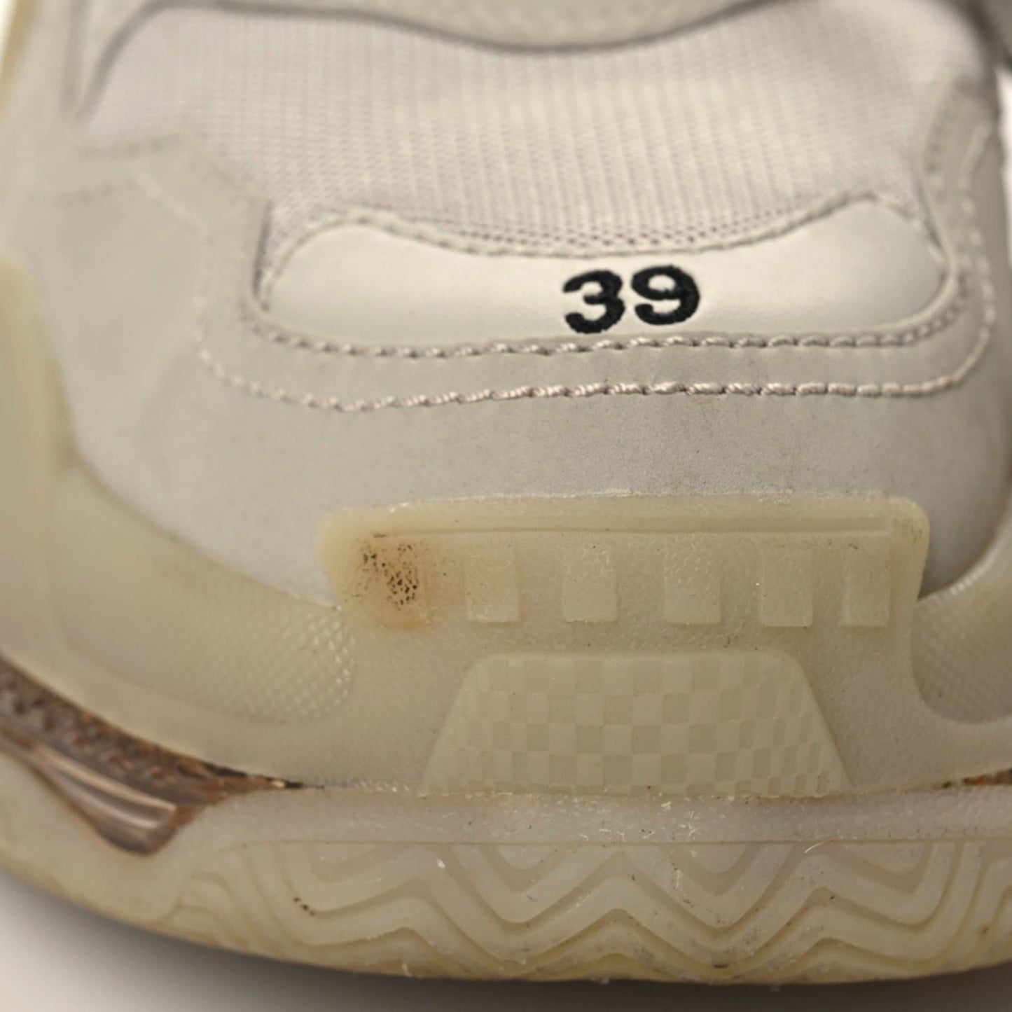 Fabric Mesh Clear Sole Womens Triple S Sneakers 39 Beige