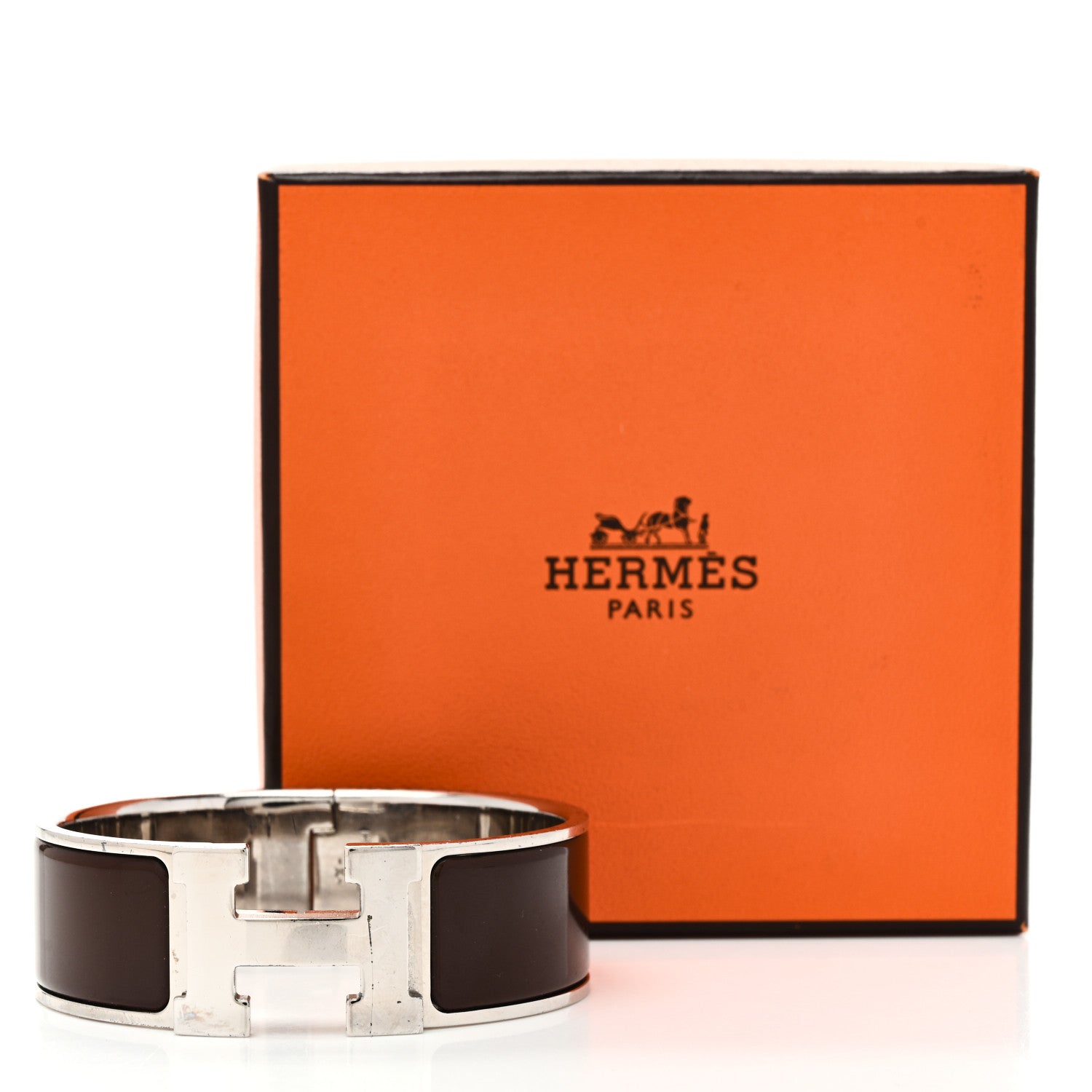 Hermes Enamel Wide Clic Clac H Bracelet GM Cachou 5 of 5