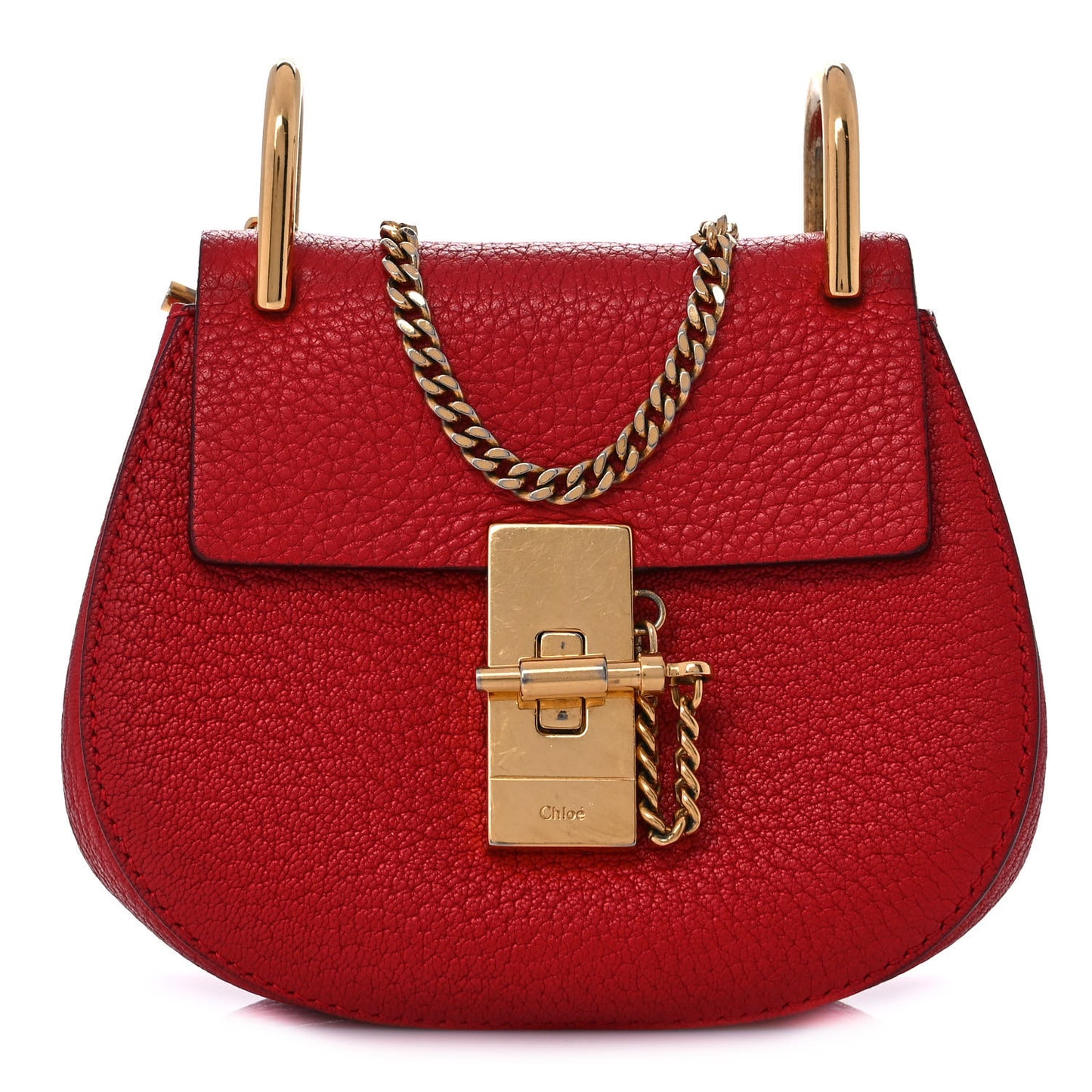 Grained Lambskin Mini Drew Shoulder Bag Plaid Red