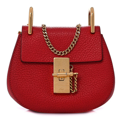 Chloe Grained Lambskin Mini Drew Shoulder Bag Plaid Red 1 of 9