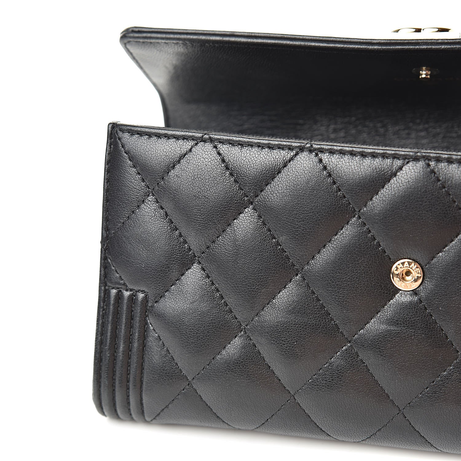Chanel Lambskin Quilted Boy Flap Wallet Black 11 of 20