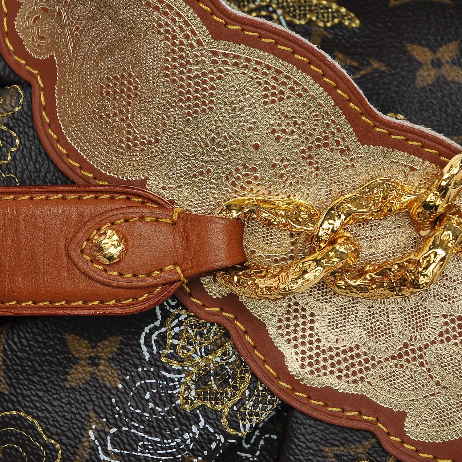 Louis Vuitton Monogram Dentelle Fersen Gold 7 of 7