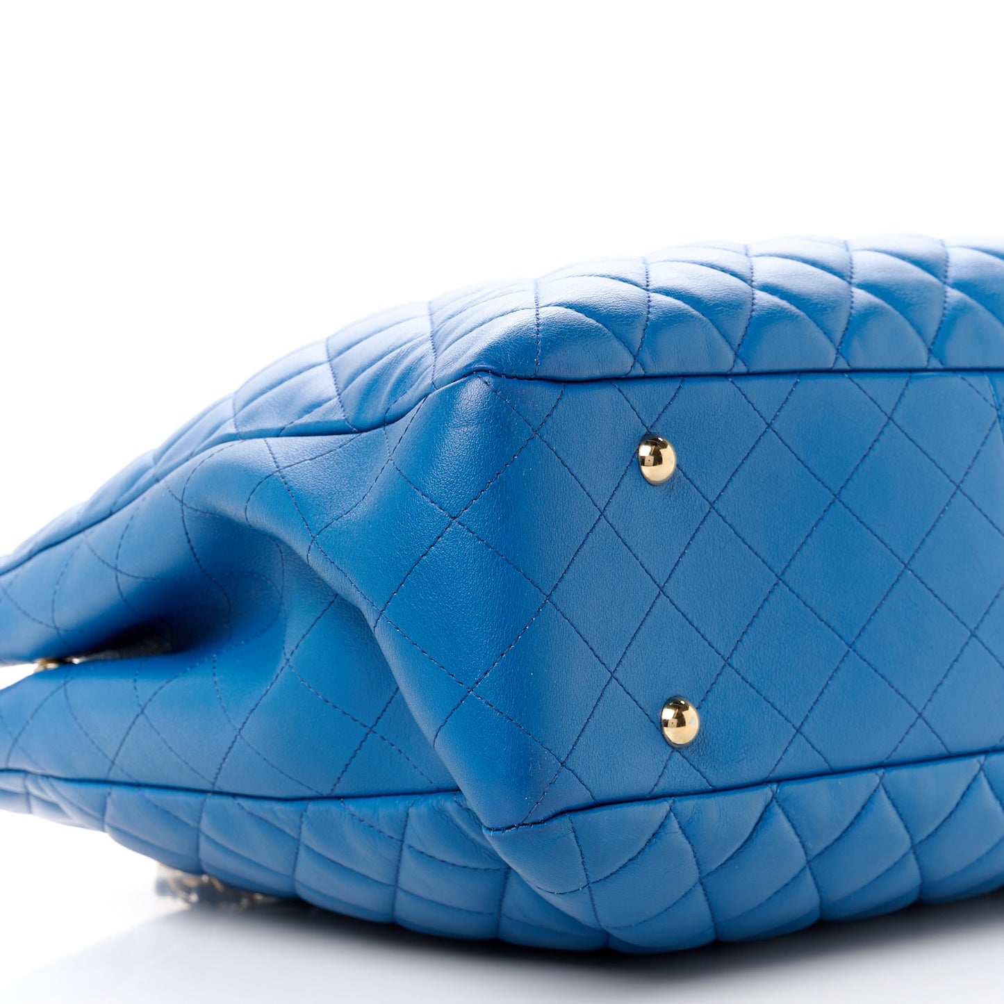 Lambskin Quilted Large Classic Shopping Tote Blue