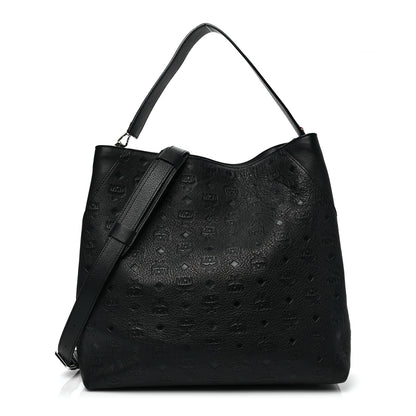 MCM Calfskin Ottomar Monogram Large Klara Hobo Black Red 1 of 7