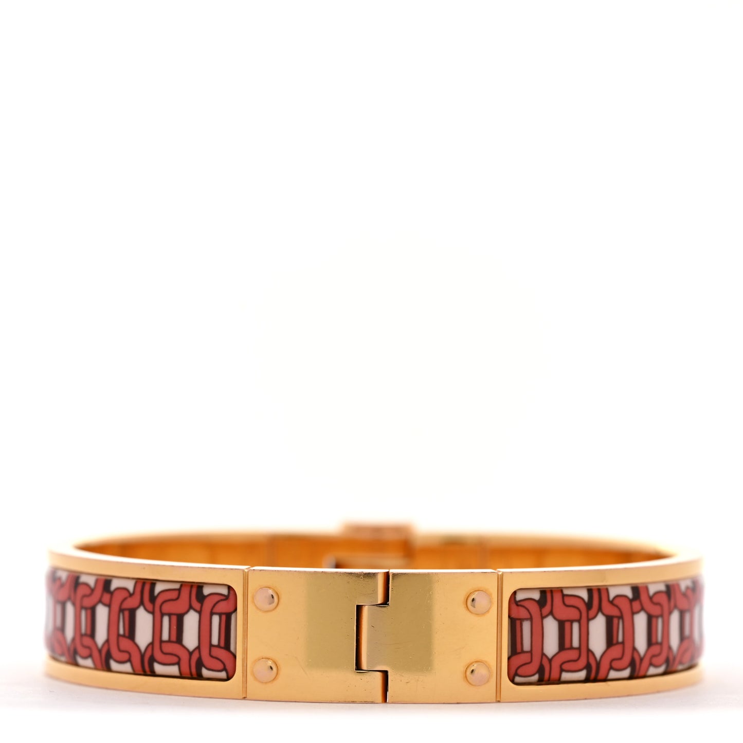 Enamel Printed Narrow Balades Equestres Positif Negatif Hinged Bracelet M