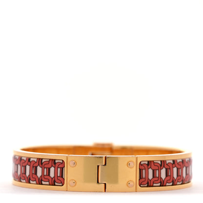 Hermes Enamel Printed Narrow Balades Equestres Positif Negatif Hinged Bracelet M 3 of 6