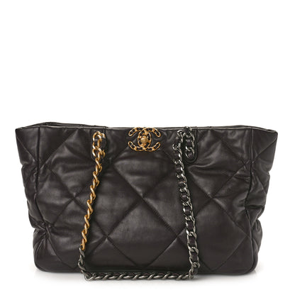 Chanel Lambskin Quilted Chanel 19 East West Shopping Bag Burgundy 1 of 9