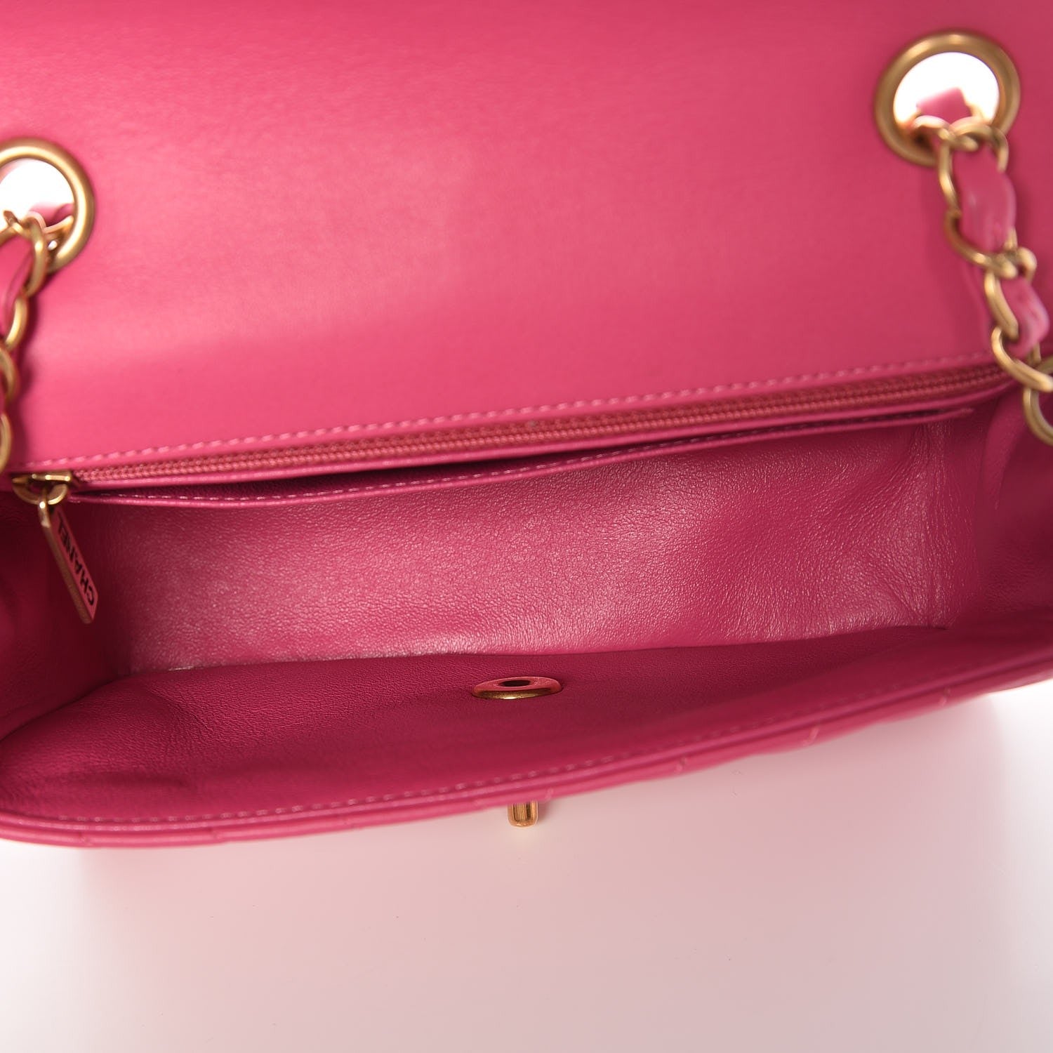 Chanel Lambskin Chevron Quilted Mini Rectangular Flap Fuchsia 5 of 8