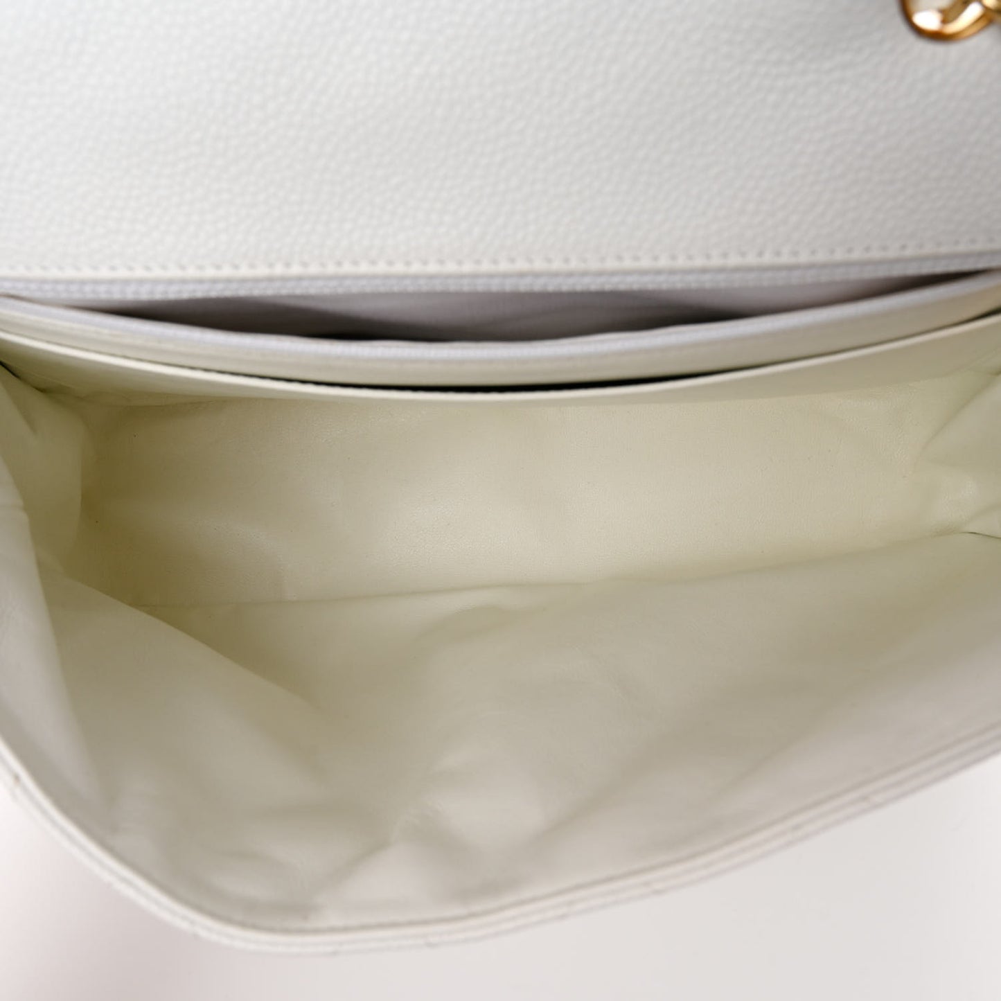 Caviar Quilted Jumbo Single Flap White