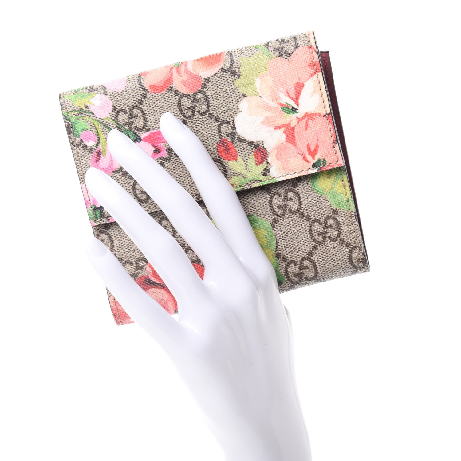 Gucci GG Supreme Monogram Blooms French Flap Wallet Beige Multicolor Dry Rose 2 of 10