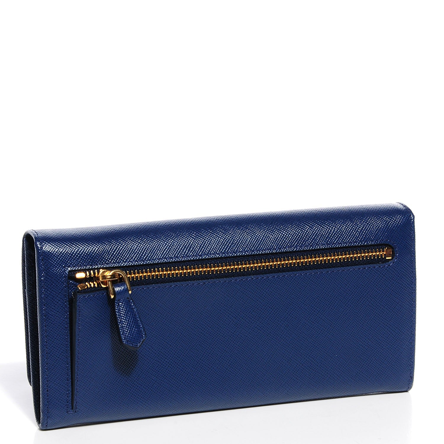 Prada Saffiano Metal Continental Flap Wallet Bleuette 3 of 10