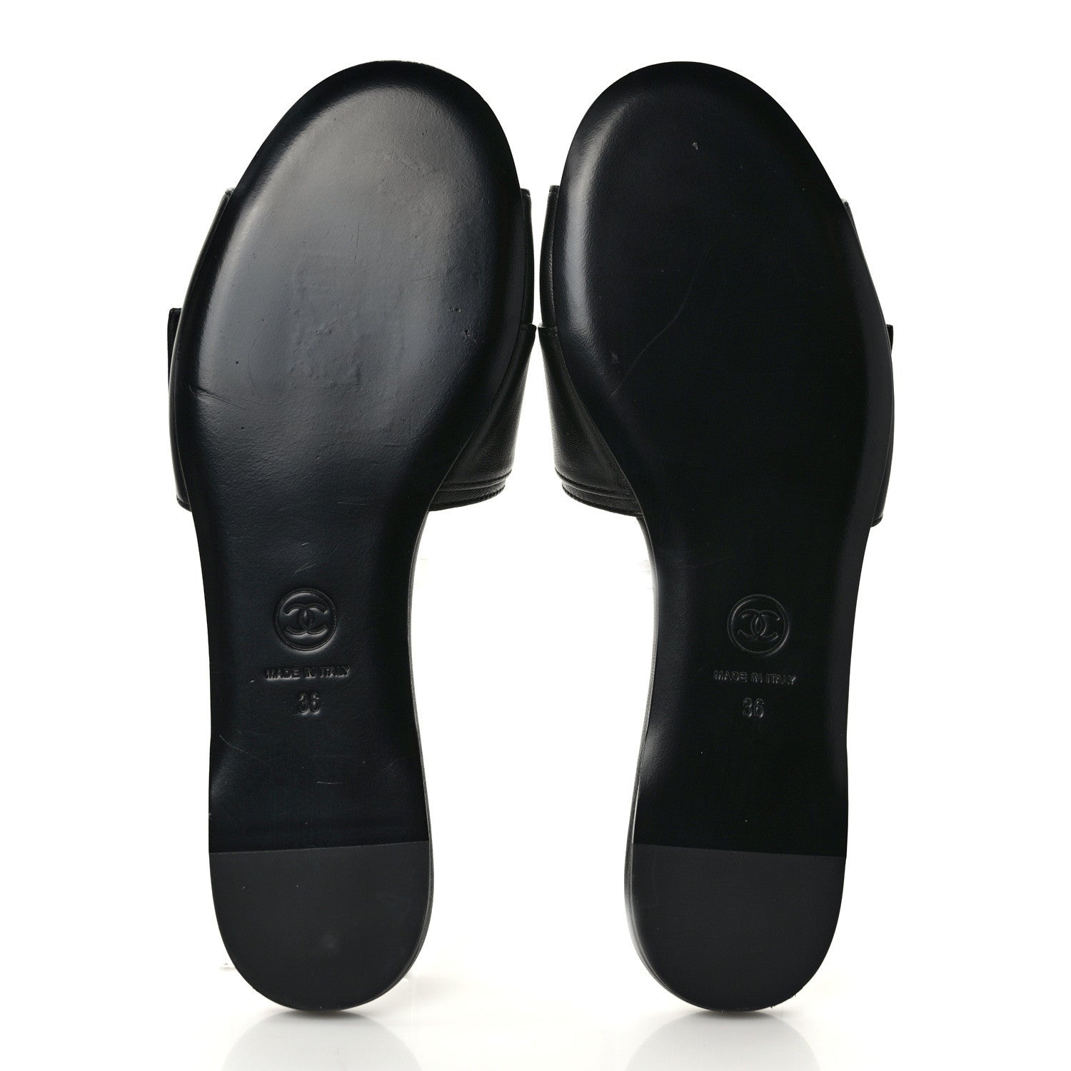 Chanel Lambskin Pearl Crystal CC Sandals 36 Black 5 of 9