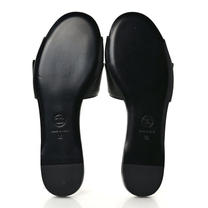 Chanel Lambskin Pearl Crystal CC Sandals 36 Black 5 of 9