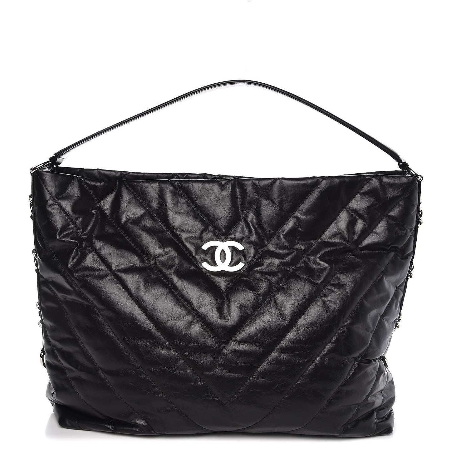 Aged Calfskin Chevron Small Big Bang Hobo Black