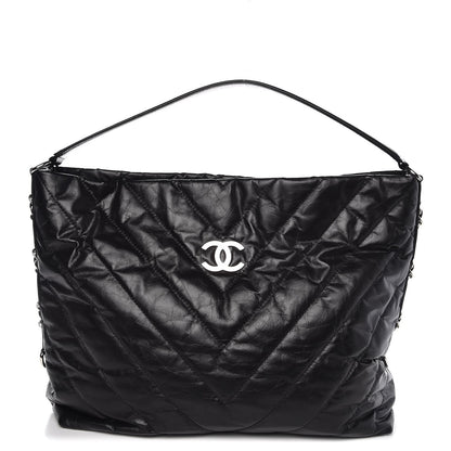 Chanel Aged Calfskin Chevron Small Big Bang Hobo Black 1 of 7