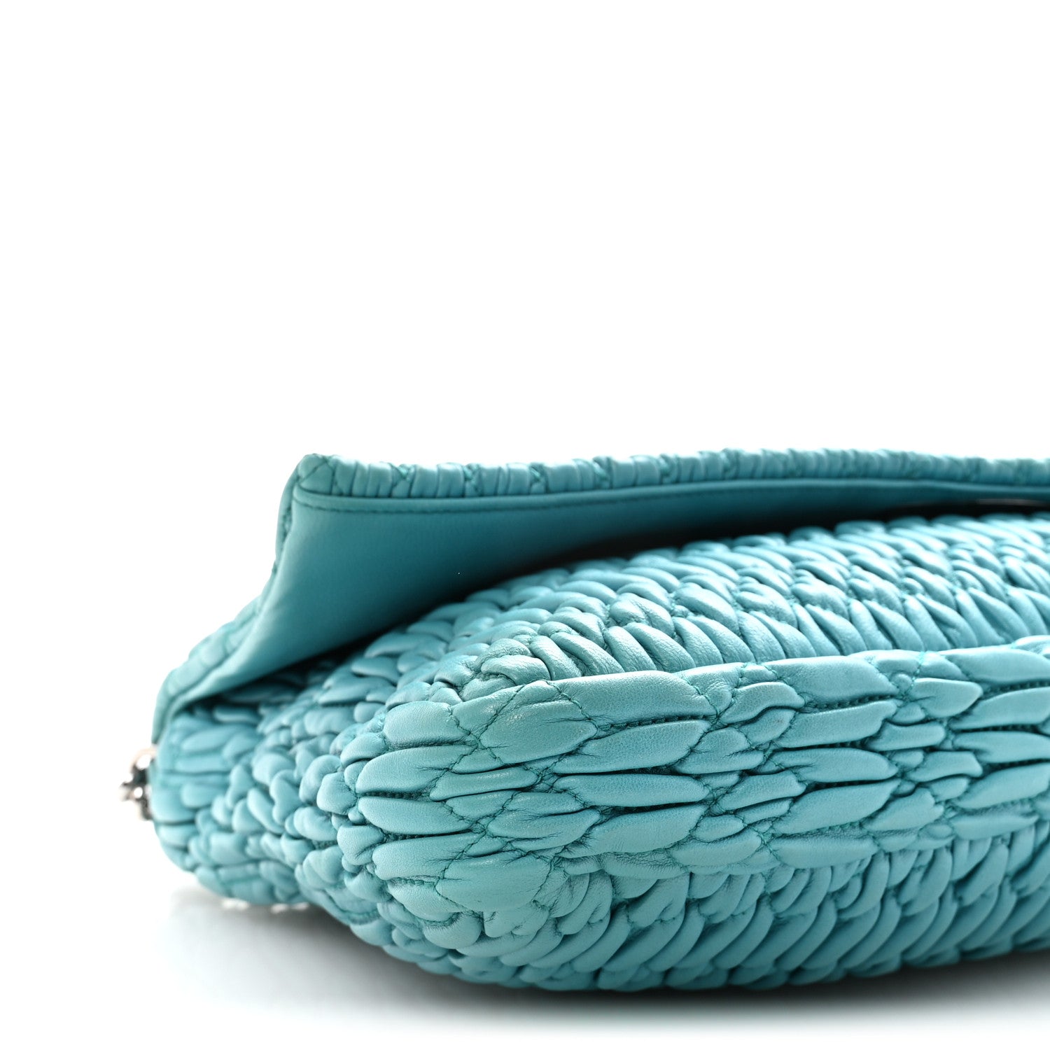 Miu Miu Nappa Matelasse Crystal Flap Clutch Turchese 8 of 9
