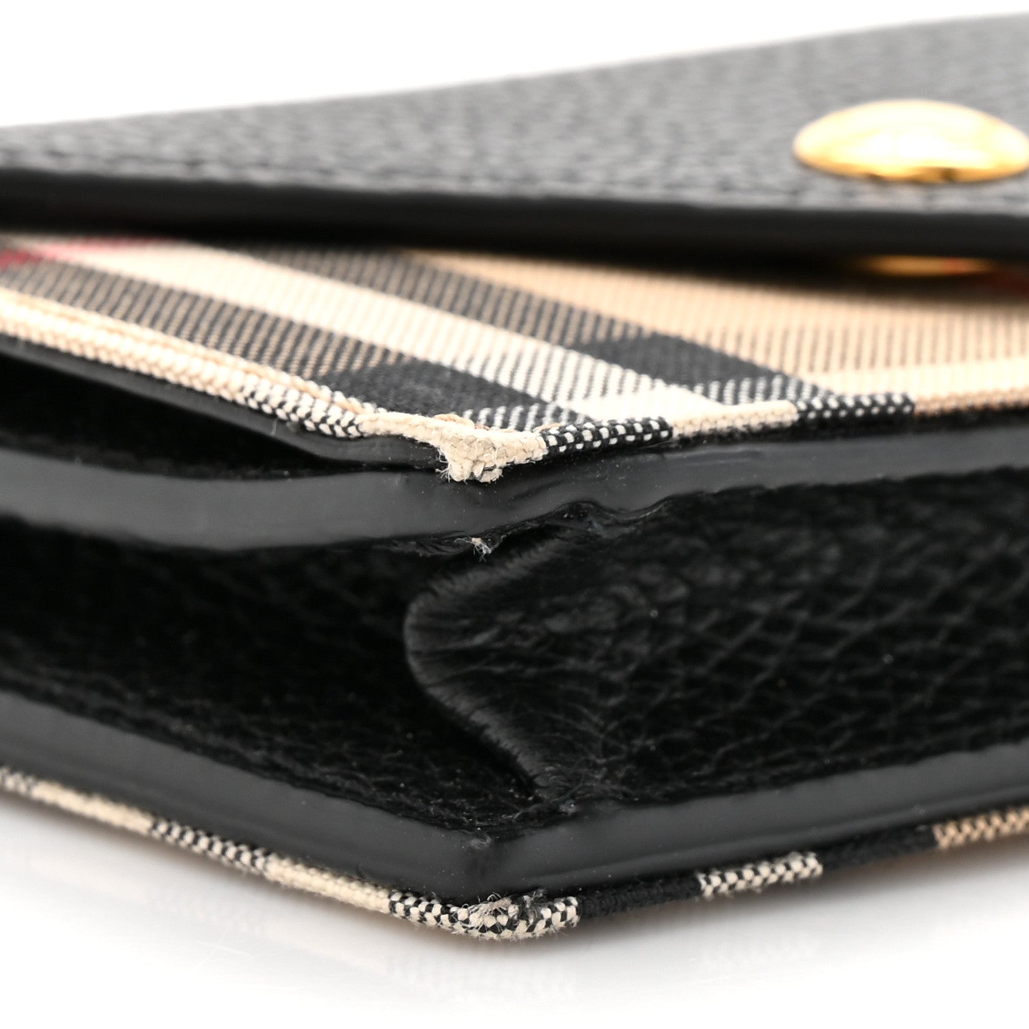 Burberry Grainy Calfskin Vintage Check Jade Card Case On Chain Black 9 of 9