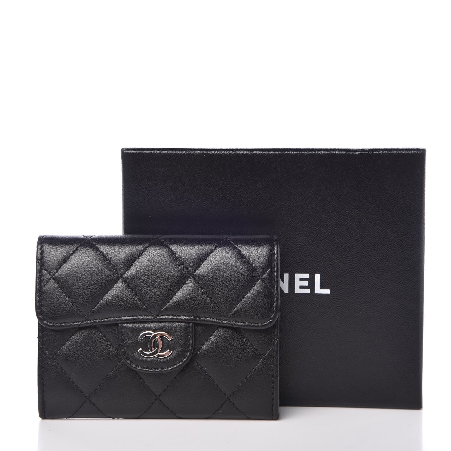 Chanel Lambskin Quilted Flap Card Holder Wallet Black 9 of 9