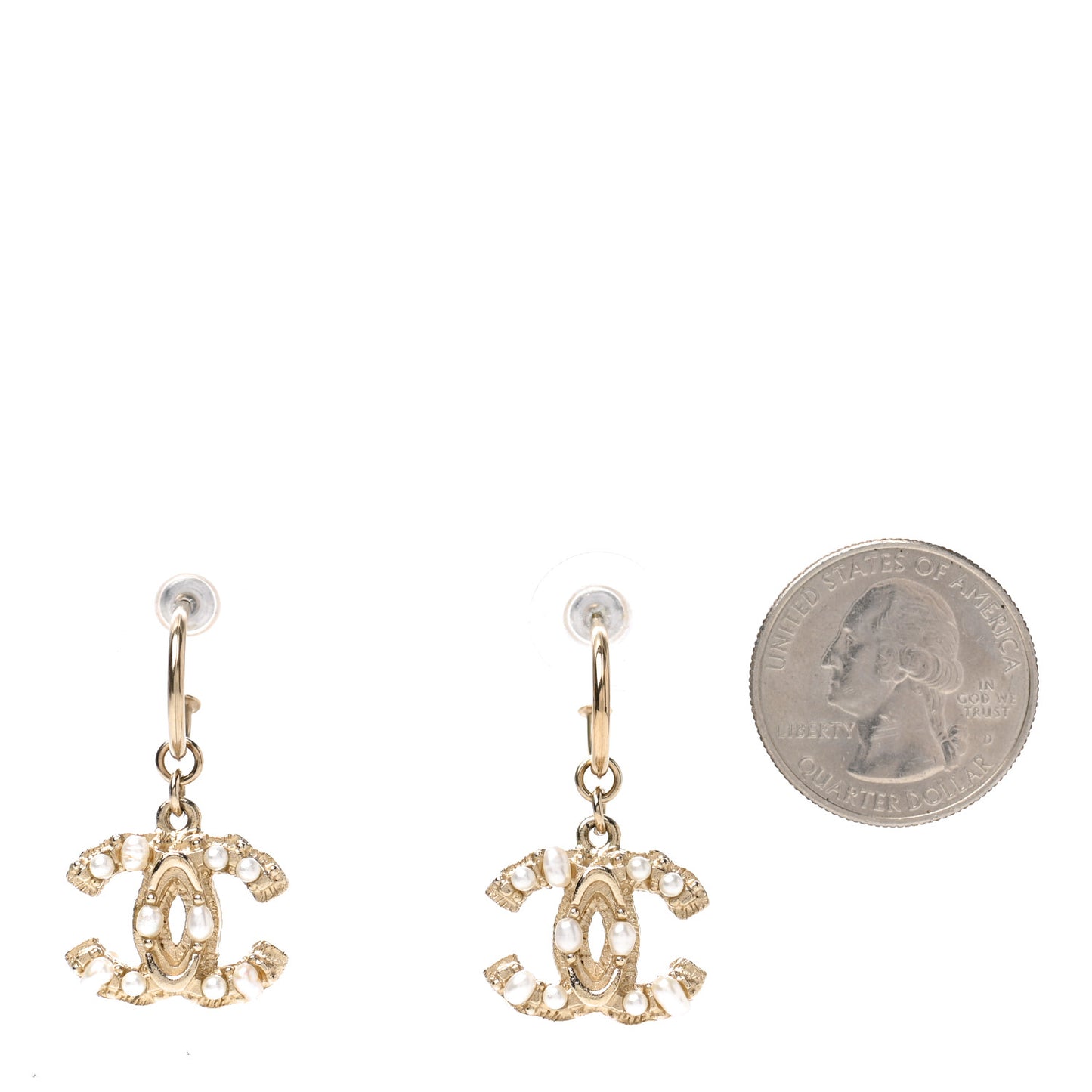 Irregular Pearl CC Drop Earrings Gold