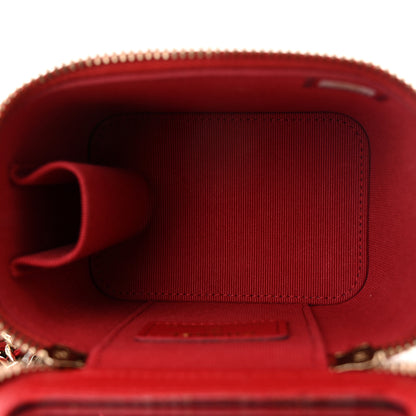 Chanel Lambskin Quilted Top Handle Mini Vanity Case With Chain Red 5 of 13