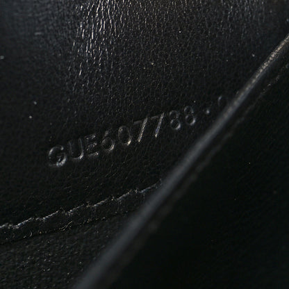 Saint Laurent Calfskin Crocodile Embossed Monogram Uptown Chain Wallet Black 9 of 12