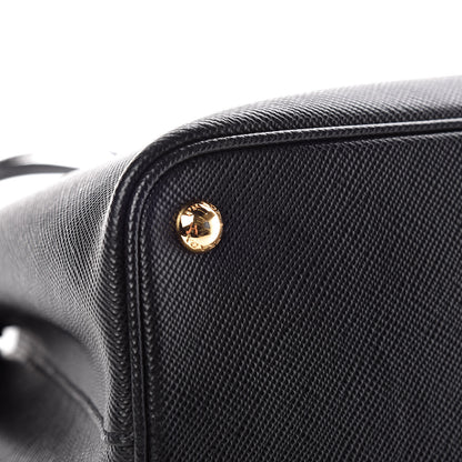 Prada Saffiano Cuir Medium Double Bag Black Fuoco 16 of 23
