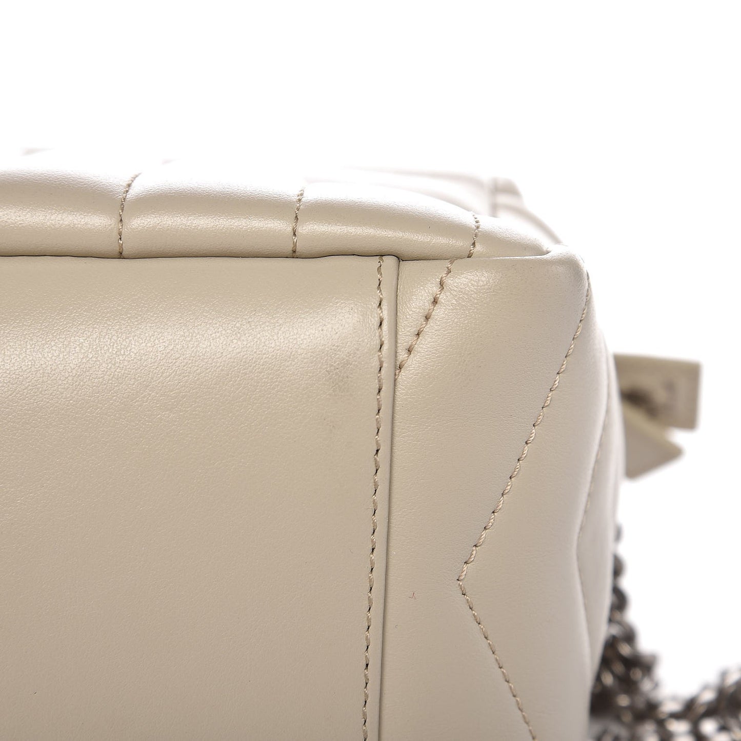 Calfskin Y Quilted Monogram Small Loulou Bowling Bag Ivory