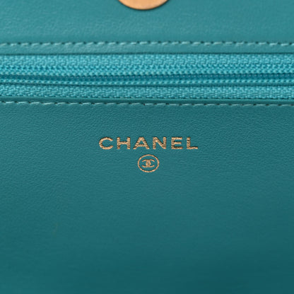 Chanel Caviar Quilted Boy Wallet On Chain WOC Light Blue 6 of 13