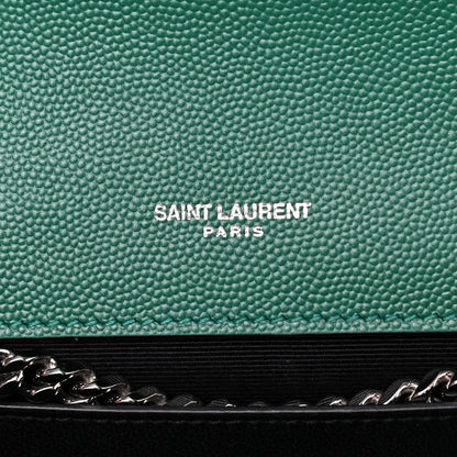 Saint Laurent Grain De Poudre Medium Classic Monogram Kate Satchel Green 7 of 10
