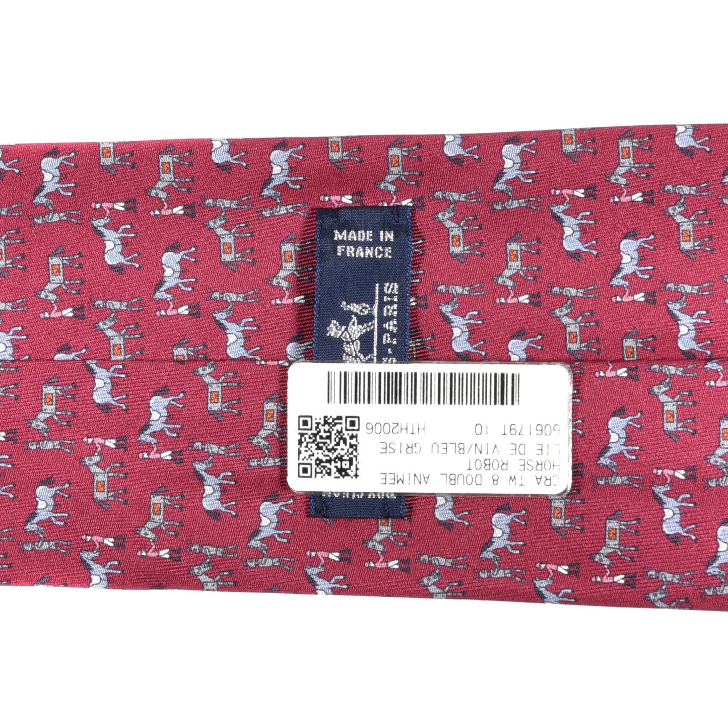 Silk Mens Horse Robot Neck Tie Lie De Vin Blue Gris