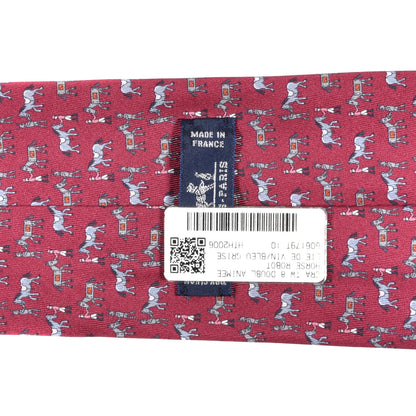 Hermes Silk Mens Horse Robot Neck Tie Lie De Vin Blue Gris 6 of 7