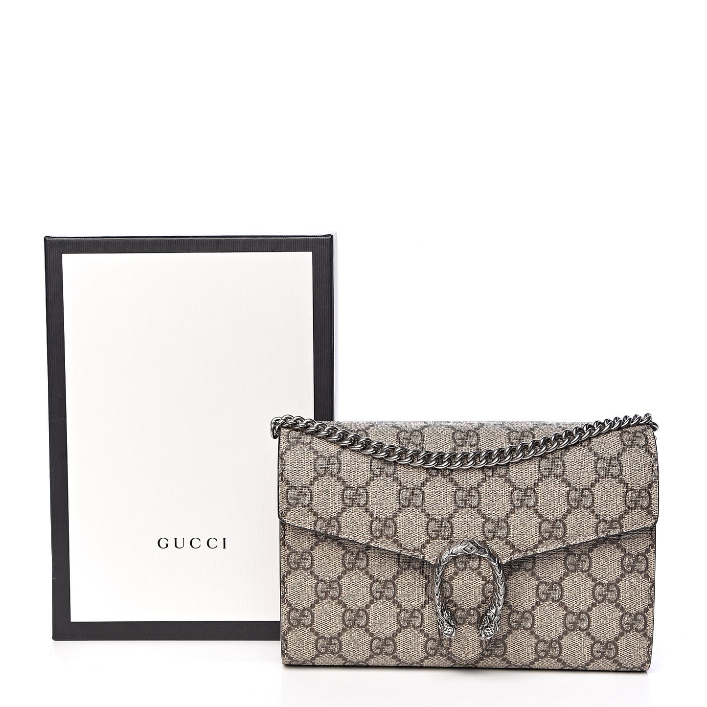 GG Supreme Monogram Mini Dionysus Chain Wallet Beige Taupe