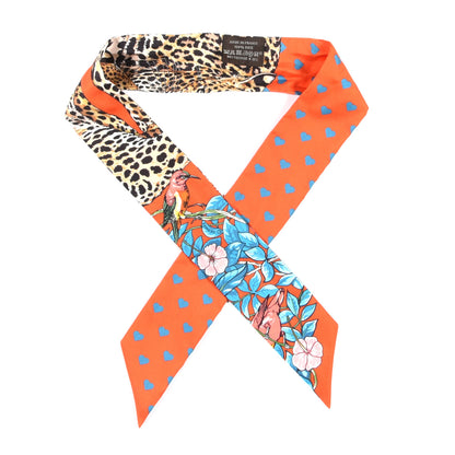 Hermes Silk Jungle Love Love Twilly Orange Bleu Brun 1 of 3