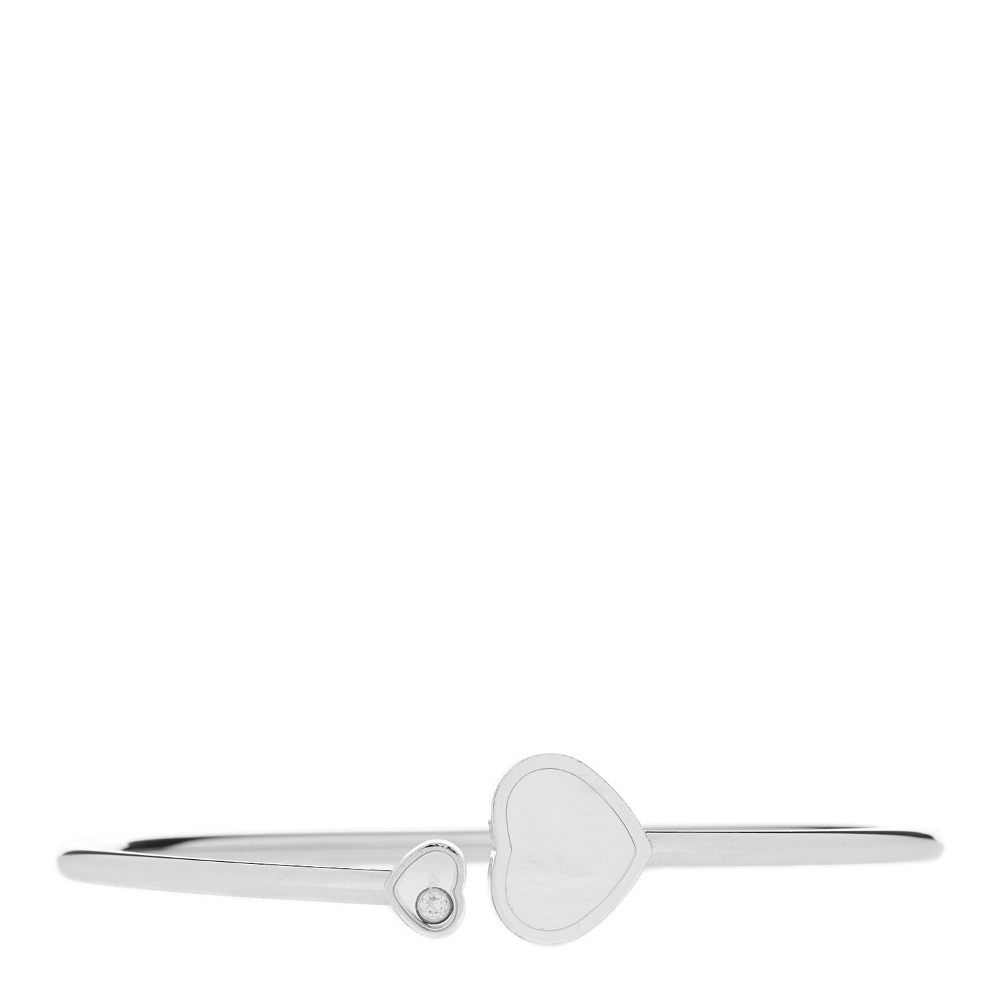18K White Gold Diamond Mother of Pearl Happy Hearts Bangle Bracelet