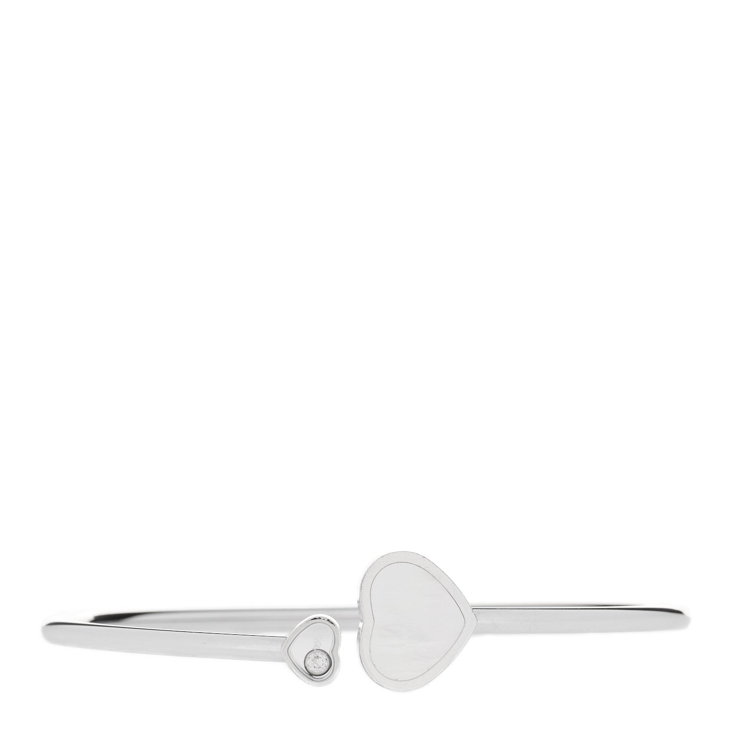 Chopard 18K White Gold Diamond Mother of Pearl Happy Hearts Bangle Bracelet 1 of 6