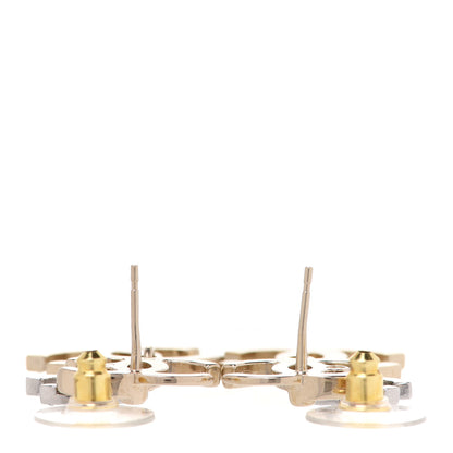 Chanel Crystal Pearl Double CC Drop Earrings Gold Silver 3 of 5