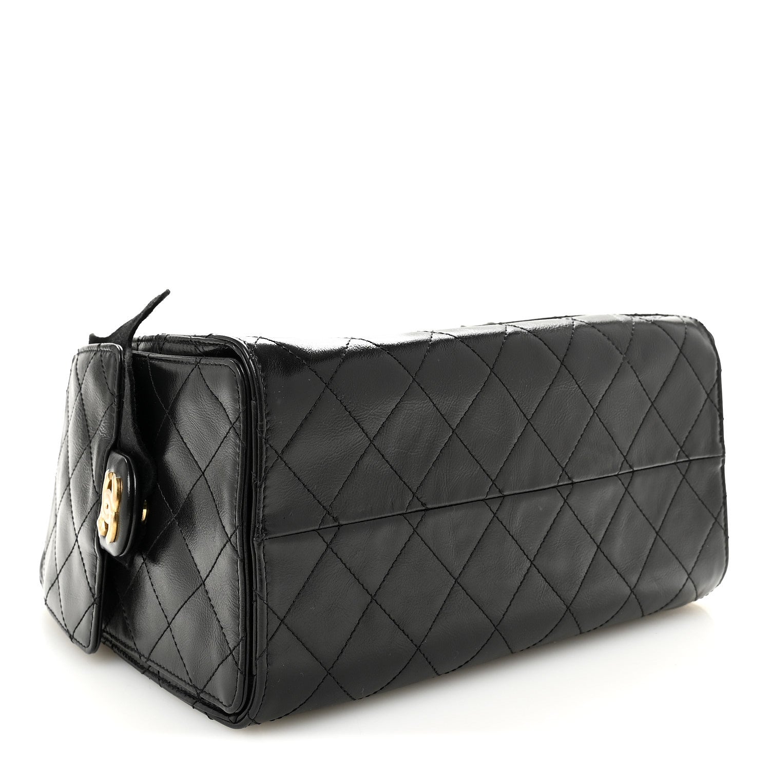 Chanel Shiny Crumpled Calfskin Quilted Small Chanel 25 Handbag Black 4 of 11