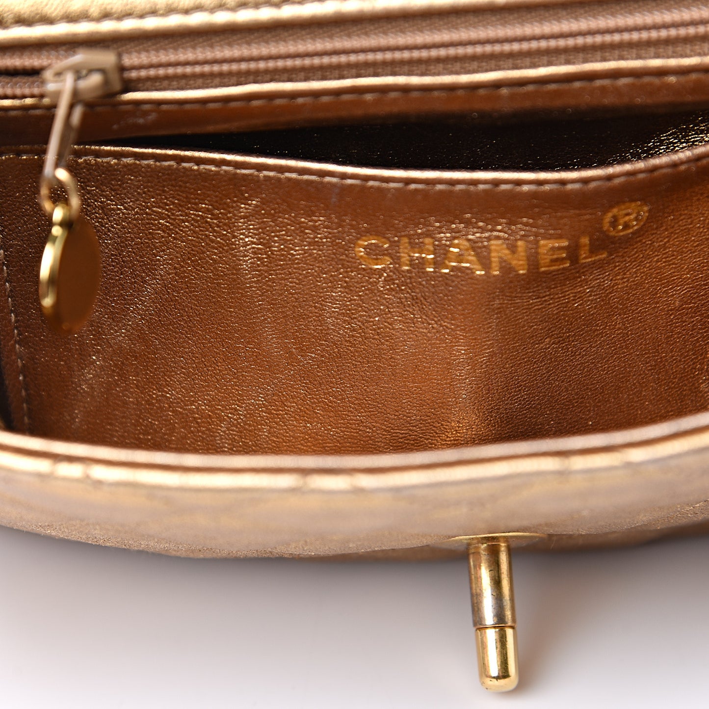 Metallic Lambskin Quilted Mini Square Flap Gold