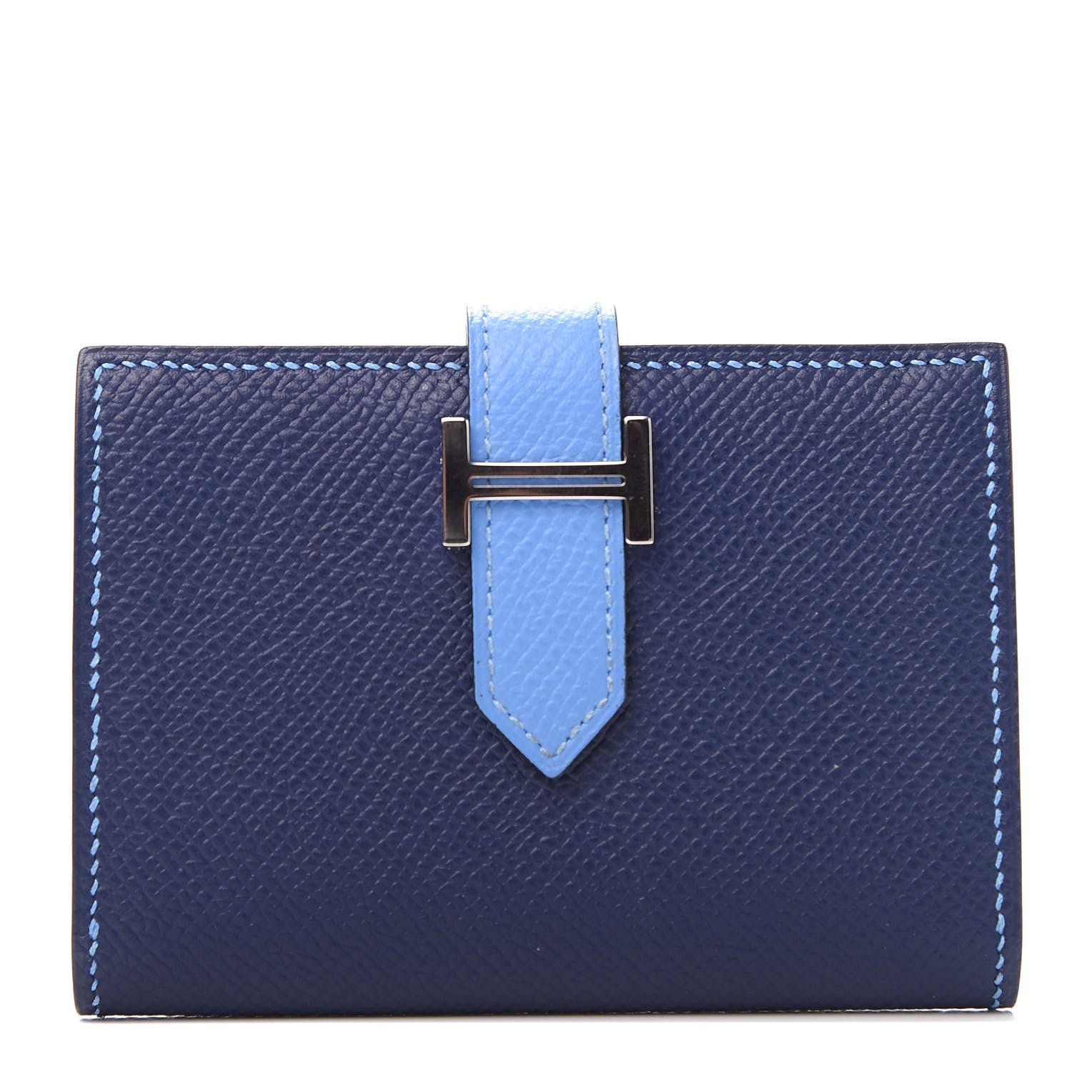 Hermes Epsom Bi Color Bearn Card Holder Wallet Paradise Bleu Sapphire 1 of 9