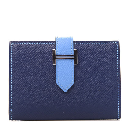 Hermes Epsom Bi Color Bearn Card Holder Wallet Paradise Bleu Sapphire 1 of 9
