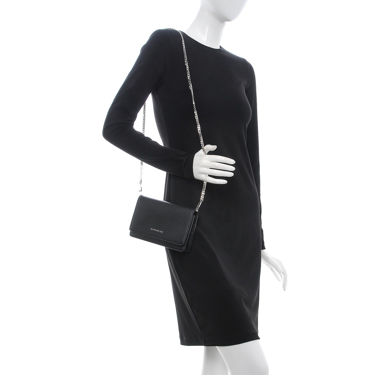 Givenchy Sugar Goatskin Pandora Chain Wallet Black 2 of 6