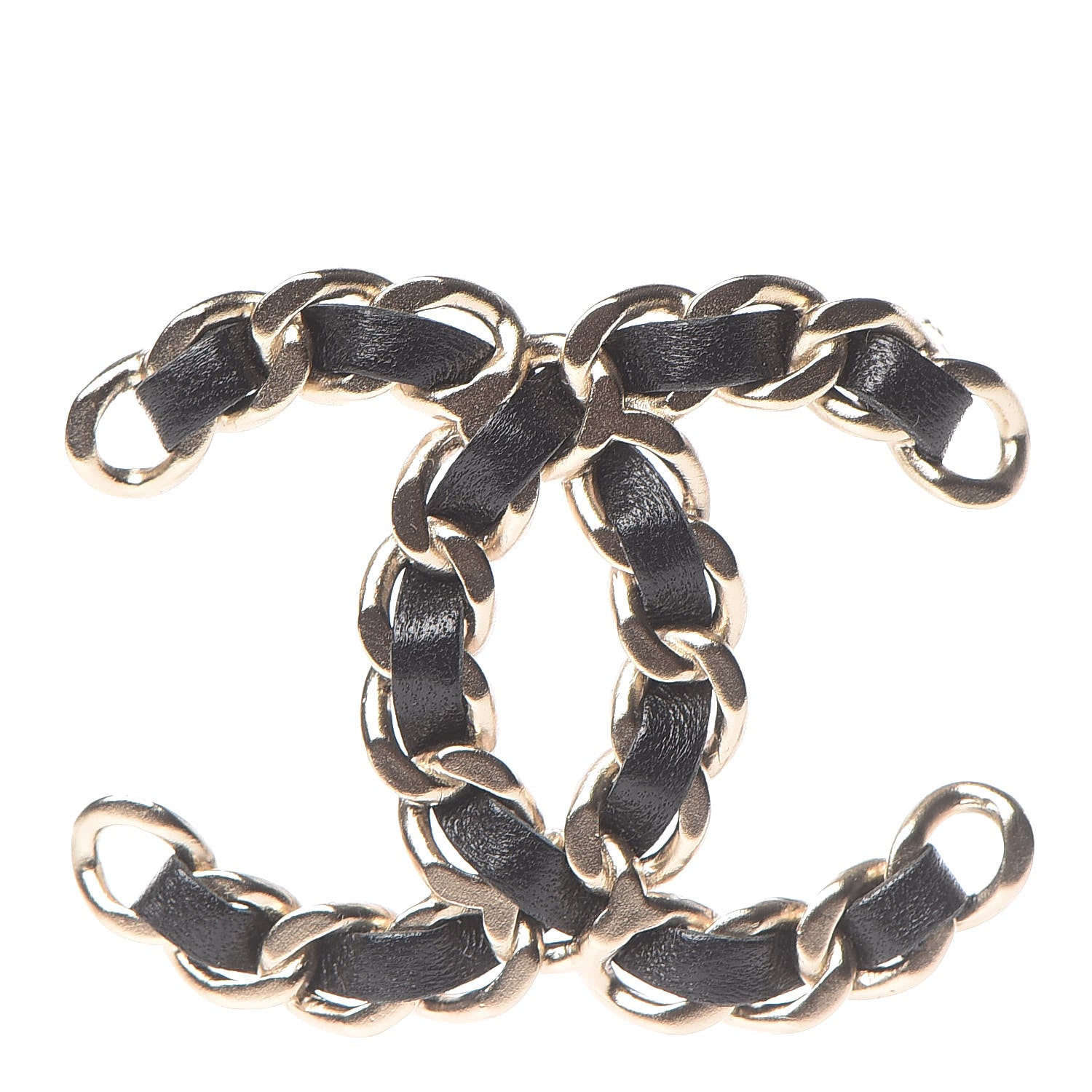 Chanel Lambskin Chain CC Brooch Black Gold 1 of 5