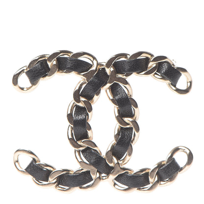 Chanel Lambskin Chain CC Brooch Black Gold 1 of 5